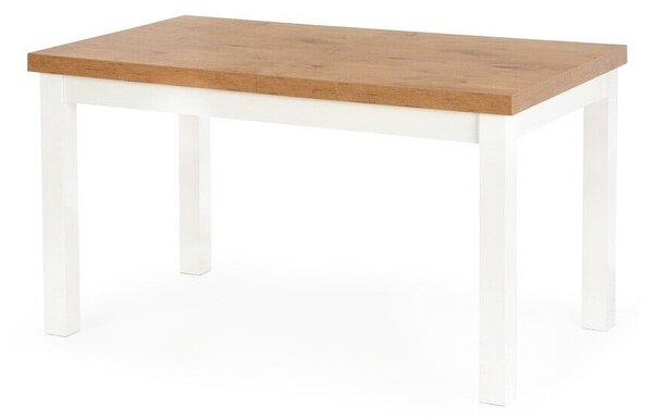 Asztal Houston 559, Lándzsa tölgy, Fehér, 76x80x140cm, Hosszabbíthatóság, Laminált forgácslap, Váz anyaga, Bükkfa