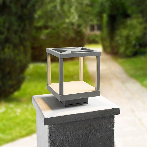 Lucande LED talapzati világítás Lealan, szürke, fém, 23 cm, IP54, Alu / szürke / cink, Alumínium, Modern
