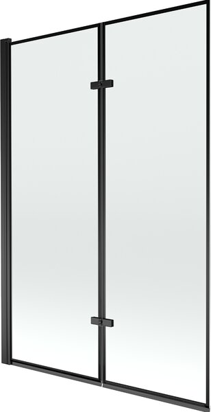 Mexen Castor, 2 szárnyas kádparaván 120 x 150 cm, 6 mm átlátszó üveg-fekete mintás, fekete profil, 892-120-002-70-70