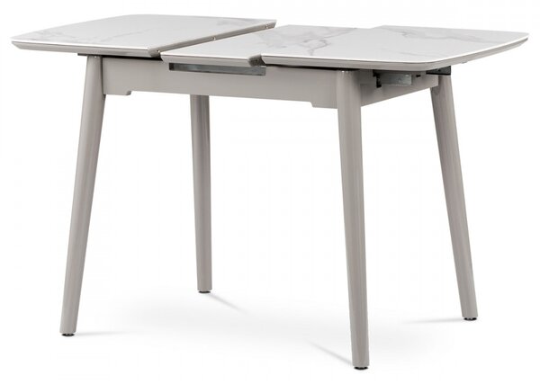 Modern Étkezőasztal Fehér Márvány Kerámia Asztallappal. 110+30x75 cm. HT-401M