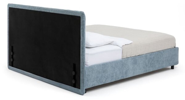 Kék kárpitozott ágyneműtartós franciaágy ágyráccsal 160x200 cm Myra Slim Line – Bonami Selection