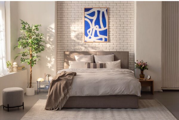 Szürkésbarna kárpitozott ágyneműtartós franciaágy ágyráccsal 160x200 cm Thessa Bold – Bonami Selection