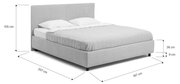 Kék kárpitozott ágyneműtartós franciaágy ágyráccsal 160x200 cm Myra Slim Line – Bonami Selection