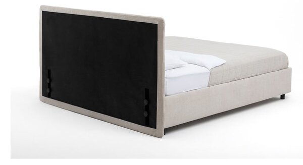 Bézs kárpitozott ágyneműtartós franciaágy ágyráccsal 160x200 cm Myra Slim Line – Bonami Selection