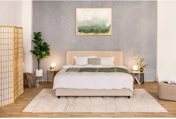 Bézs kárpitozott ágyneműtartós franciaágy ágyráccsal 160x200 cm Myra Slim Line – Bonami Selection