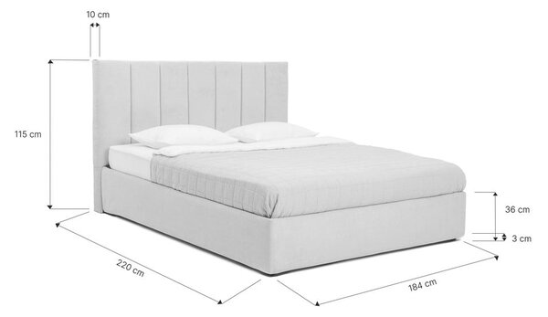 Bézs kárpitozott ágyneműtartós franciaágy ágyráccsal 180x200 cm Thessa Bold Line – Bonami Selection