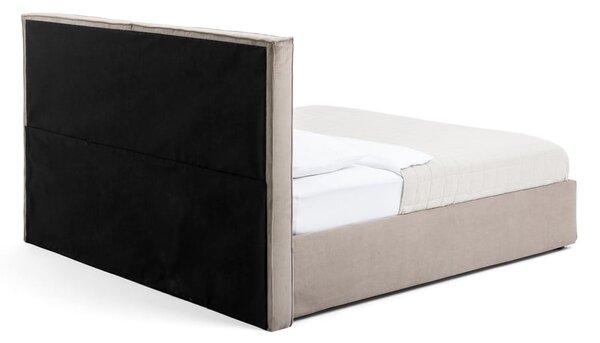 Szürkésbarna kárpitozott ágyneműtartós franciaágy ágyráccsal 160x200 cm Thessa Bold – Bonami Selection