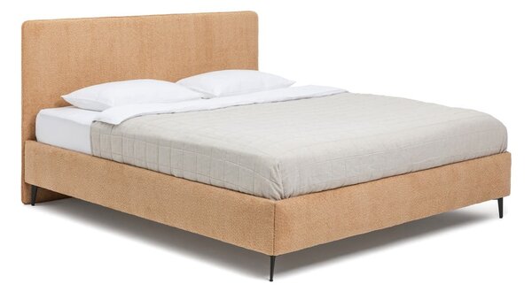 Mustársárga kárpitozott franciaágy ágyráccsal 160x200 cm Noira Slim – Bonami Selection