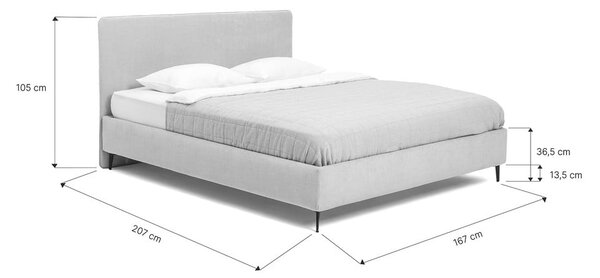 Kék kárpitozott franciaágy ágyráccsal 160x200 cm Noira Slim – Bonami Selection
