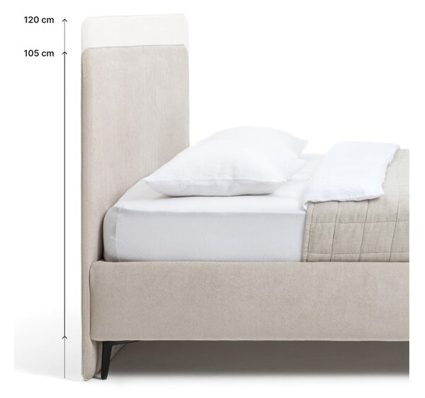 Bézs kárpitozott franciaágy ágyráccsal 160x200 cm Noira Slim – Bonami Selection