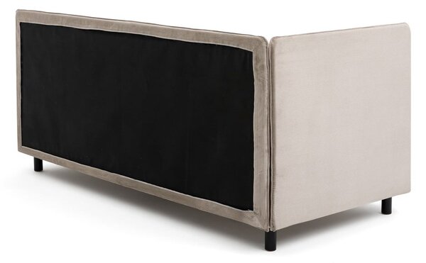 Szürkésbarna kárpitozott ágyneműtartós egyszemélyes ágy matraccal 90x200 cm Avela – Bonami Selection