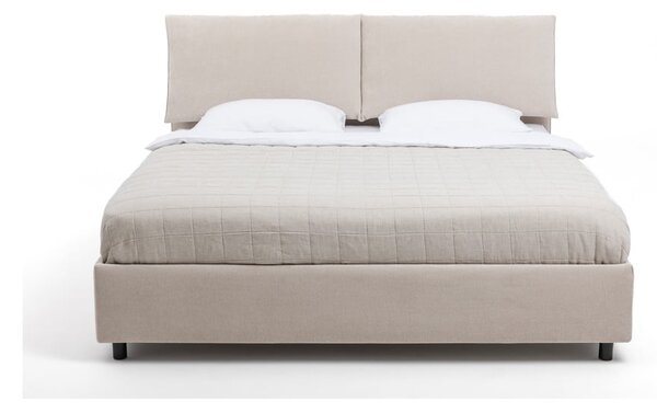Bézs kárpitozott ágyneműtartós franciaágy ágyráccsal 180x200 cm Myra Pillow – Bonami Selection