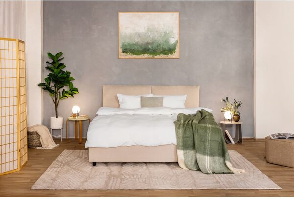 Bézs kárpitozott ágyneműtartós franciaágy ágyráccsal 180x200 cm Myra Pillow – Bonami Selection