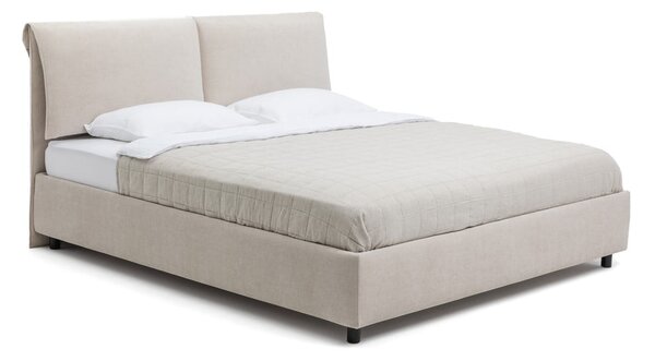 Bézs kárpitozott ágyneműtartós franciaágy ágyráccsal 180x200 cm Myra Pillow – Bonami Selection