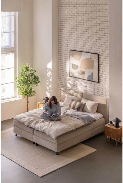 Bézs ágyneműtartós boxspring ágy 160x200 cm Elva Bold – Bonami Selection