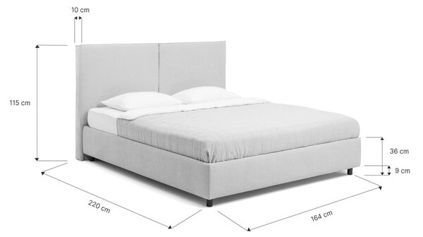 Bézs kárpitozott ágyneműtartós franciaágy ágyráccsal 160x200 cm Myra Bold – Bonami Selection
