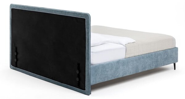 Kék kárpitozott franciaágy ágyráccsal 160x200 cm Noira Slim – Bonami Selection