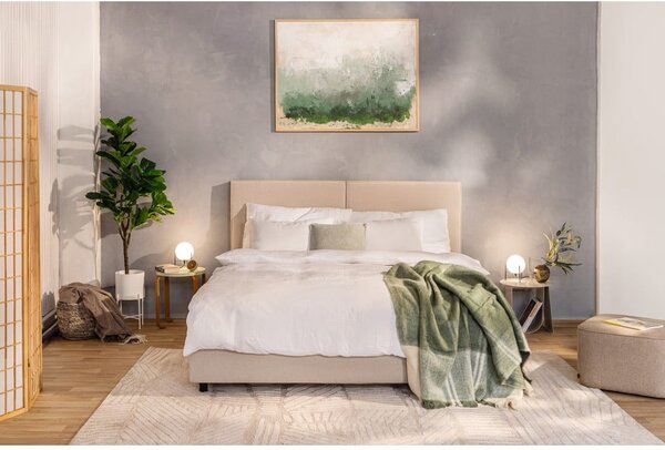 Bézs kárpitozott ágyneműtartós franciaágy ágyráccsal 160x200 cm Myra Bold – Bonami Selection