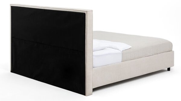Bézs kárpitozott ágyneműtartós franciaágy ágyráccsal 160x200 cm Myra Bold – Bonami Selection