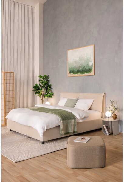Bézs kárpitozott ágyneműtartós franciaágy ágyráccsal 180x200 cm Myra Pillow – Bonami Selection