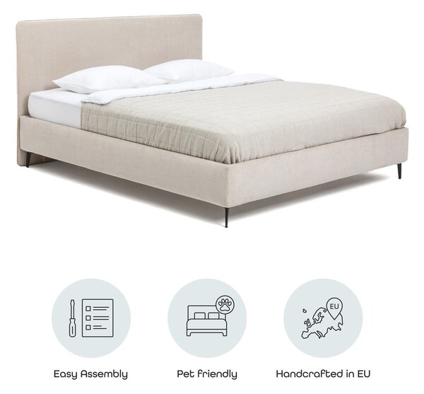 Bézs kárpitozott franciaágy ágyráccsal 160x200 cm Noira Slim – Bonami Selection