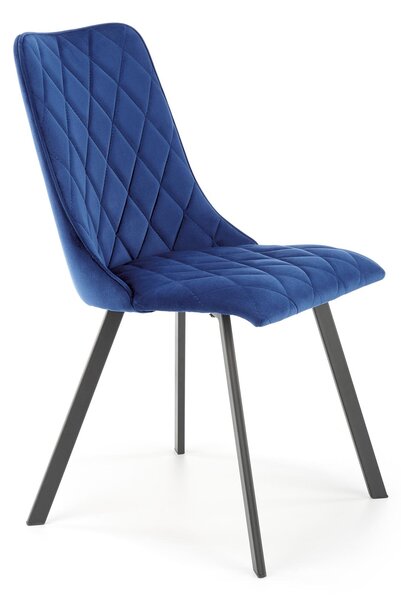 K450 Velvet Kárpitozott Szék Fém lábakkal, Sötétkék / Fekete, Sz44xM58xM85 cm