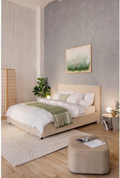 Bézs kárpitozott ágyneműtartós franciaágy ágyráccsal 160x200 cm Myra Bold – Bonami Selection