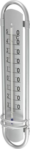 Hőmérő Strend Pro TM-180 Borderer, kültéri, ablakra, 380x88x35 mm, alumínium megjelenésű, műanyag