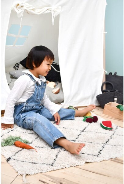 Krémszínű mosható kézi szövésű pamut szőnyeg 70x100 cm Mini Bereber – Lorena Canals