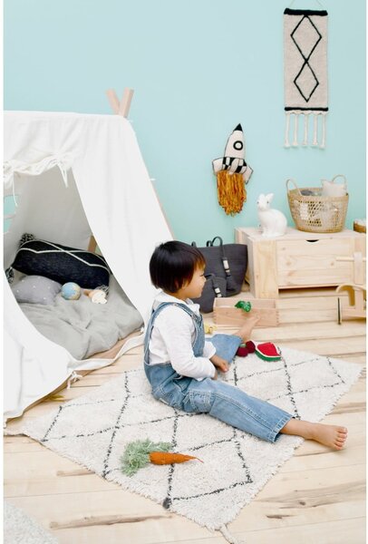 Krémszínű mosható kézi szövésű pamut szőnyeg 70x100 cm Mini Bereber – Lorena Canals