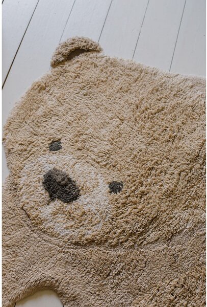 Bézs mosható kézi szövésű pamut gyerek szőnyeg 120x122 cm Bear – Lorena Canals