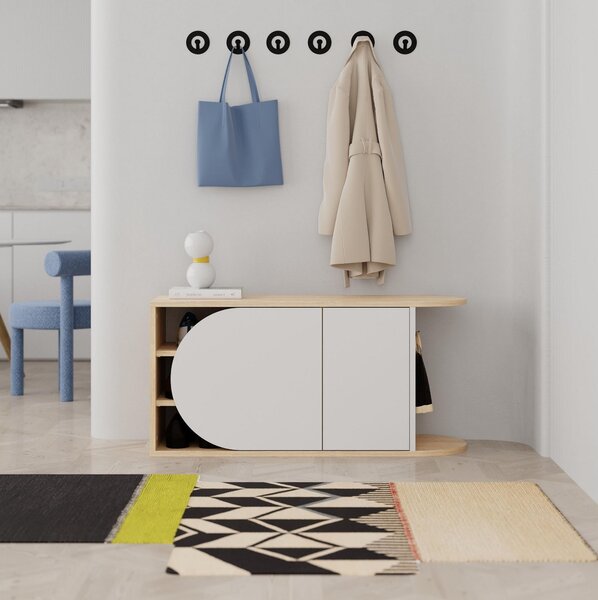 Cipőtároló (cipősszekrény) Lisane (tölgy + fehér)