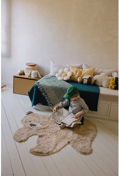 Bézs mosható kézi szövésű pamut gyerek szőnyeg 120x122 cm Bear – Lorena Canals