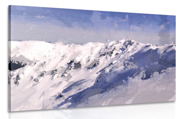 Kép olajfestmény havas hegyekről