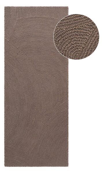 Szürkésbarna kézi szövésű gyapjú futószőnyeg 80x200 cm Eleni Taupe – Hanse Home