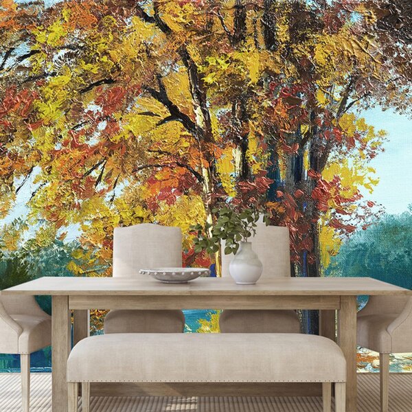 Öntapadó tapéta festett fák őszi színben
