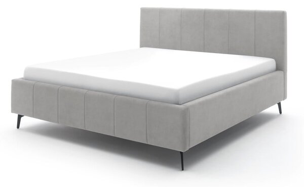 Világosszürke kárpitozott ágyneműtartós franciaágy ágyráccsal 180x200 cm Lizzano – Meise Möbel