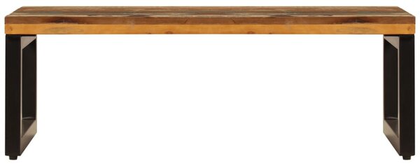 Tömör újrahasznosított fa és acél dohányzóasztal 100x50x35 cm