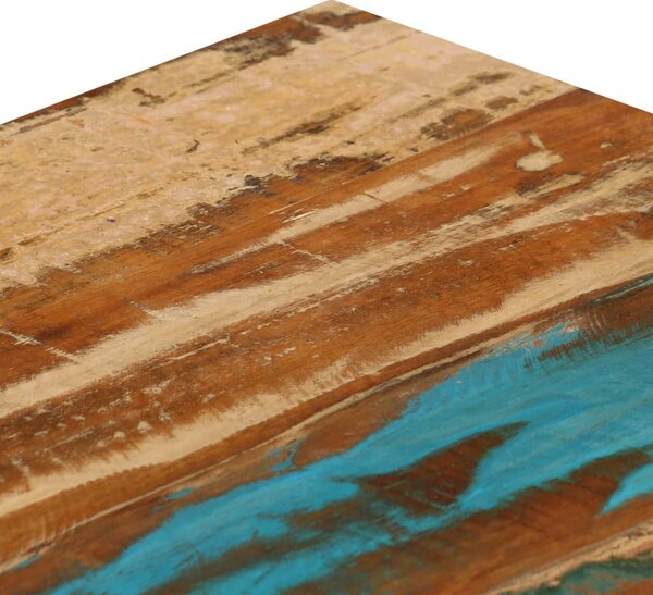 Tömör újrahasznosított fa és acél dohányzóasztal 100x50x35 cm