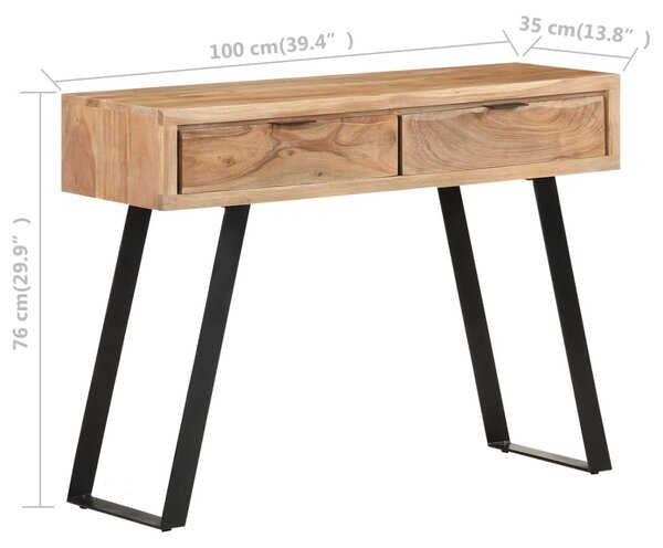 Természetes szélű tömör akácfa tálalóasztal 100 x 35 x 76 cm