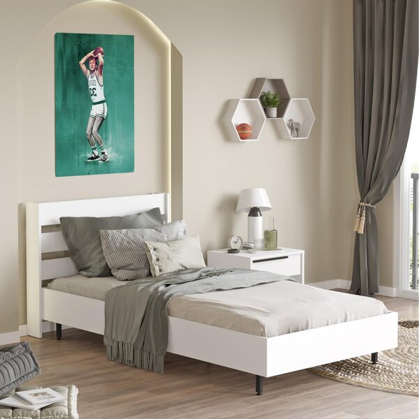 Egyszemélyes ágy 100 cm Nimelo 6 (fehér) (ágyráccsal)