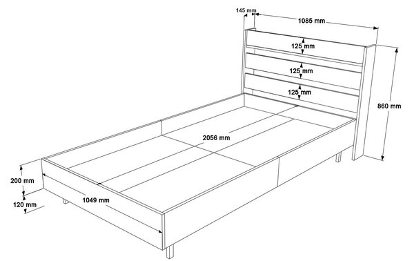 Egyszemélyes ágy 100 cm Nimelo 6 (fehér) (ágyráccsal)
