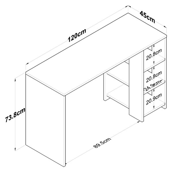 PC asztal Sikine 1 (dió + antracit)