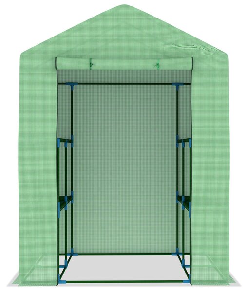 Acél melegház polcokkal 143 x 143 x 195 cm