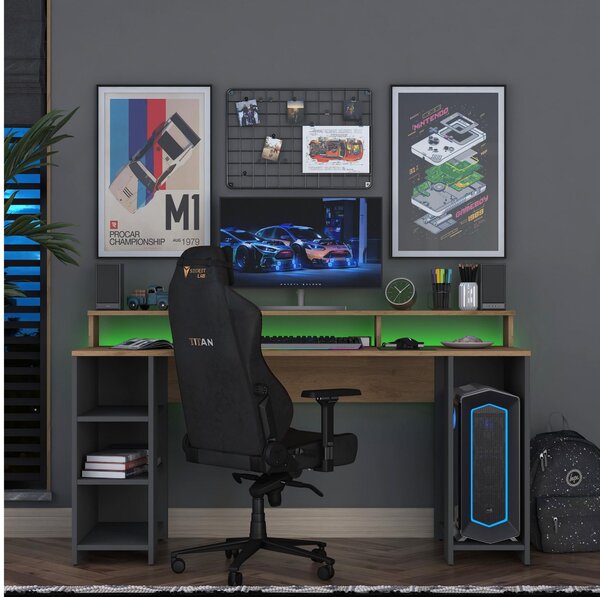 PC asztal Sikine 5 (dió + antracit)