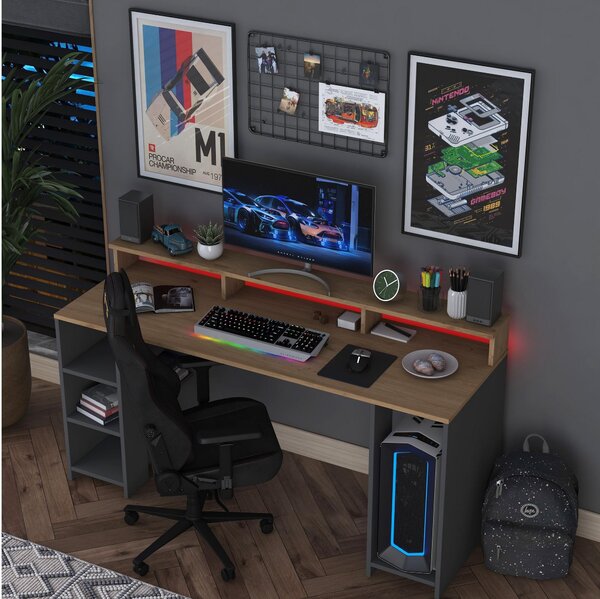 PC asztal Sikine 5 (dió + antracit)