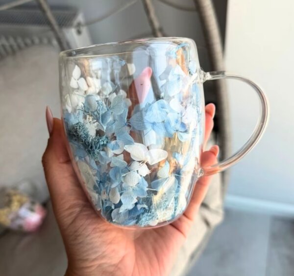 JAKS Bluby duplafalú hőálló üvegpohár virágokkal 300 ml – 1 db