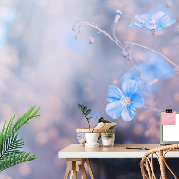 Öntapadó tapéta kék virágok vintage háttéren