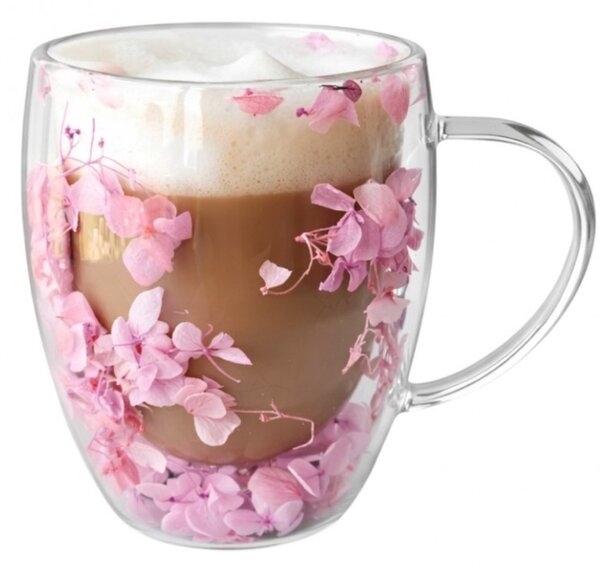 JAKS Rossie duplafalú hőálló üvegpohár virágokkal 300 ml – 1 db