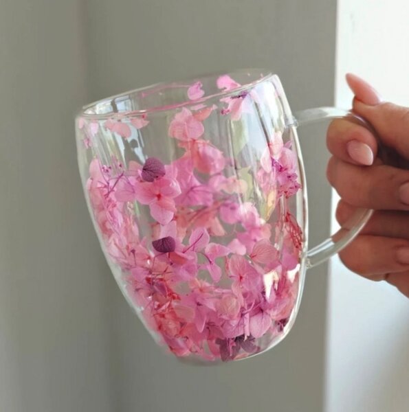 JAKS Rossie duplafalú hőálló üvegpohár virágokkal 300 ml – 1 db
